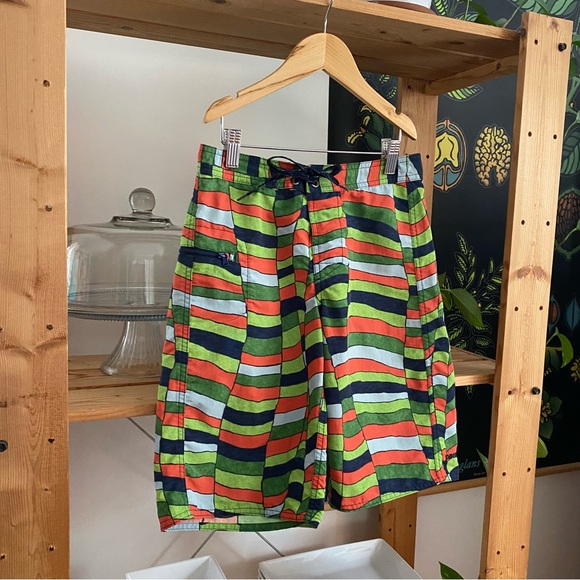 Patagonia Green Orange Blue Print Wavefarer Board Shorts 10 - Picture 4 of 14